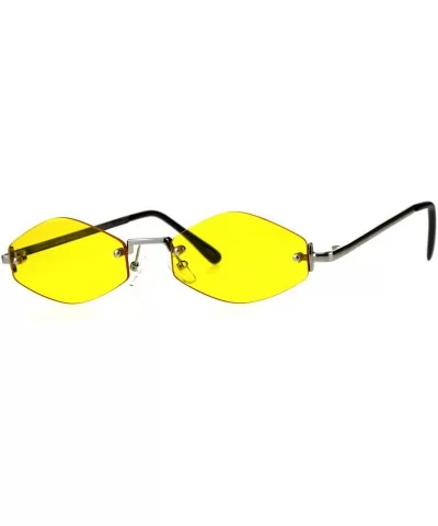 Mens Diamond Hippie Pimp Color Lens Rimless Metal Sunglasses - Silver Yellow - CY18CGNLC4D $10.25 Rectangular