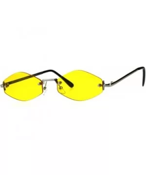 Mens Diamond Hippie Pimp Color Lens Rimless Metal Sunglasses - Silver Yellow - CY18CGNLC4D $10.25 Rectangular