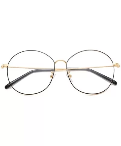 Men's and Women's Retro Metal Eyeglass Frame Round Optical Glasses - Gold Black - C418NR69ELD $7.46 Square