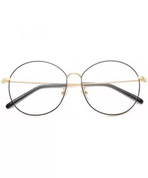 Men's and Women's Retro Metal Eyeglass Frame Round Optical Glasses - Gold Black - C418NR69ELD $7.46 Square