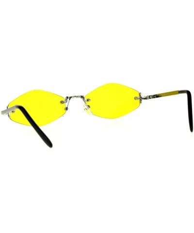 Mens Diamond Hippie Pimp Color Lens Rimless Metal Sunglasses - Silver Yellow - CY18CGNLC4D $10.25 Rectangular