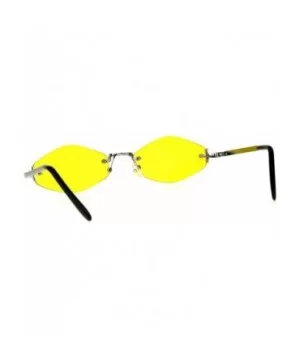 Mens Diamond Hippie Pimp Color Lens Rimless Metal Sunglasses - Silver Yellow - CY18CGNLC4D $10.25 Rectangular