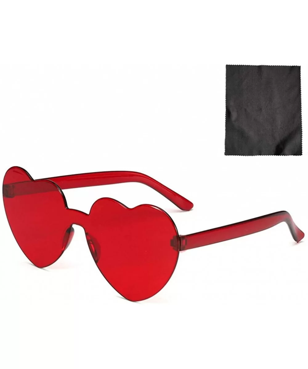 Women Heart Shaped Sunglasses Rimless Transparent Candy Color Frameless Glasses - C41908N8E5S $5.90 Rimless