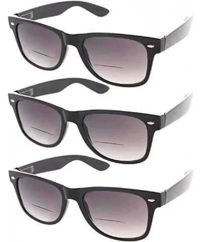 3 Pair Classic Bifocal Outdoor Reading Sunglasses Stylish Comfort Magnification Lens - Black - C218773QX27 $17.10 Square