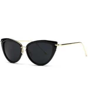 Sunglasses For Women Cat Eye Frame Metal Temple Brand Designer AE0269 - Gold&black - CF12N460DWO $8.78 Round