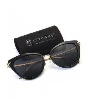 Sunglasses For Women Cat Eye Frame Metal Temple Brand Designer AE0269 - Gold&black - CF12N460DWO $8.78 Round