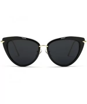 Sunglasses For Women Cat Eye Frame Metal Temple Brand Designer AE0269 - Gold&black - CF12N460DWO $8.78 Round