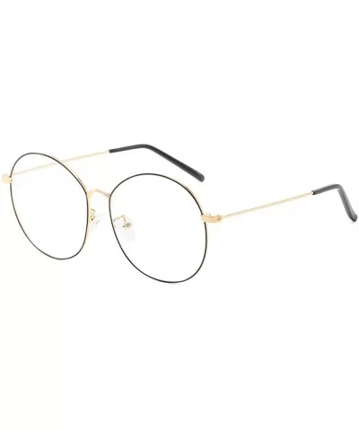 Men's and Women's Retro Metal Eyeglass Frame Round Optical Glasses - Gold Black - C418NR69ELD $7.46 Square