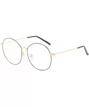 Men's and Women's Retro Metal Eyeglass Frame Round Optical Glasses - Gold Black - C418NR69ELD $7.46 Square