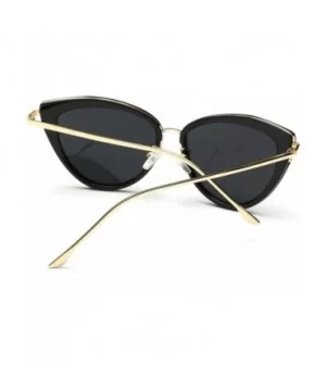 Sunglasses For Women Cat Eye Frame Metal Temple Brand Designer AE0269 - Gold&black - CF12N460DWO $8.78 Round