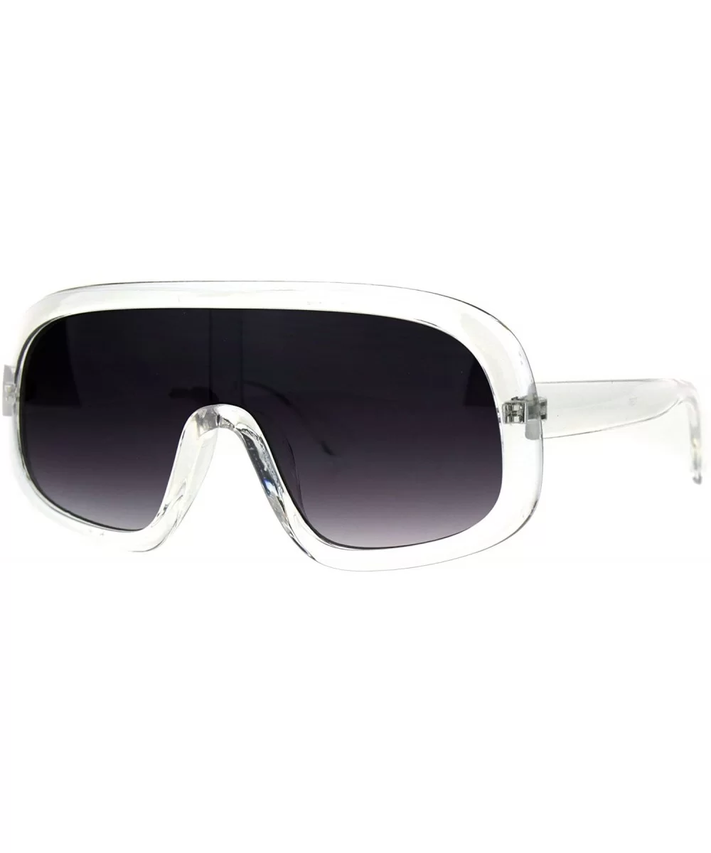 Shield Goggle Style Sunglasses Futuristic Oversized Fashion Shades UV 400 - Clear (Smoke) - CM186QI2Y50 $8.48 Goggle