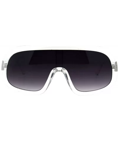 Shield Goggle Style Sunglasses Futuristic Oversized Fashion Shades UV 400 - Clear (Smoke) - CM186QI2Y50 $8.48 Goggle