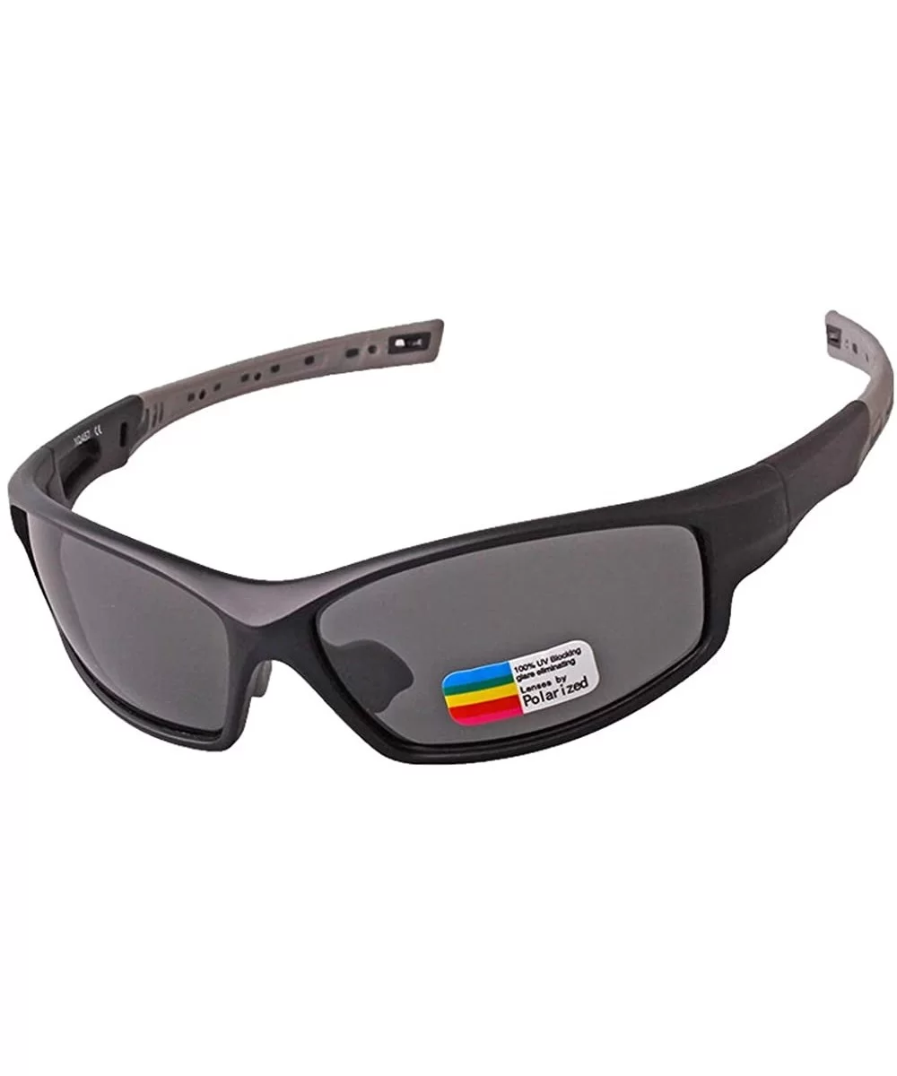 Polarized Sports Sunglasses for Cycling Golf Ultralight Frame Adjustable Nose Pads - Black Grey - C118EMTYNLO $22.49 Sport