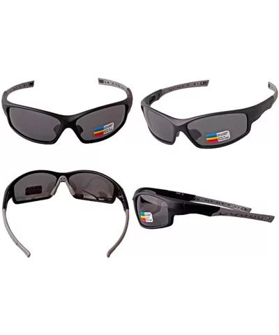 Polarized Sports Sunglasses for Cycling Golf Ultralight Frame Adjustable Nose Pads - Black Grey - C118EMTYNLO $22.49 Sport