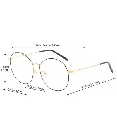 Men's and Women's Retro Metal Eyeglass Frame Round Optical Glasses - Gold Black - C418NR69ELD $7.46 Square