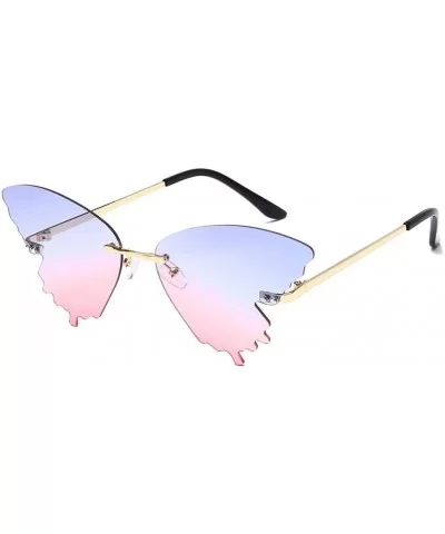 Sunglasses - Butterfly Shaped Rimless Sunglasses Colored Transparent Glasses Butterfly Shape Eyewear - C - CD1906AWLE9 $5.71 ...