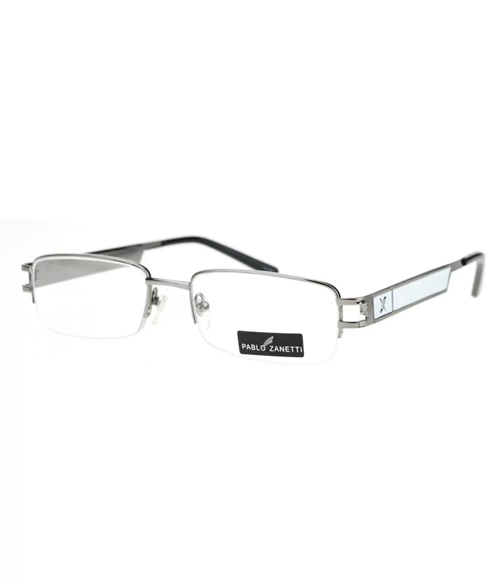 Pablo Zanetti Reading Glasses Unisex Half Rim Rectangular 53-18-140-30 - Silver White - CY11VLHJ63P $4.99 Rectangular