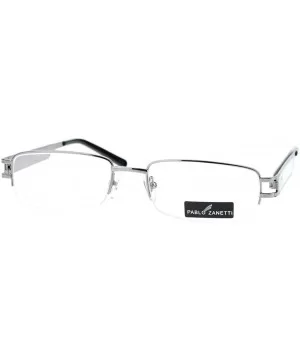 Pablo Zanetti Reading Glasses Unisex Half Rim Rectangular 53-18-140-30 - Silver White - CY11VLHJ63P $4.99 Rectangular