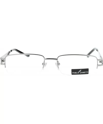 Pablo Zanetti Reading Glasses Unisex Half Rim Rectangular 53-18-140-30 - Silver White - CY11VLHJ63P $4.99 Rectangular