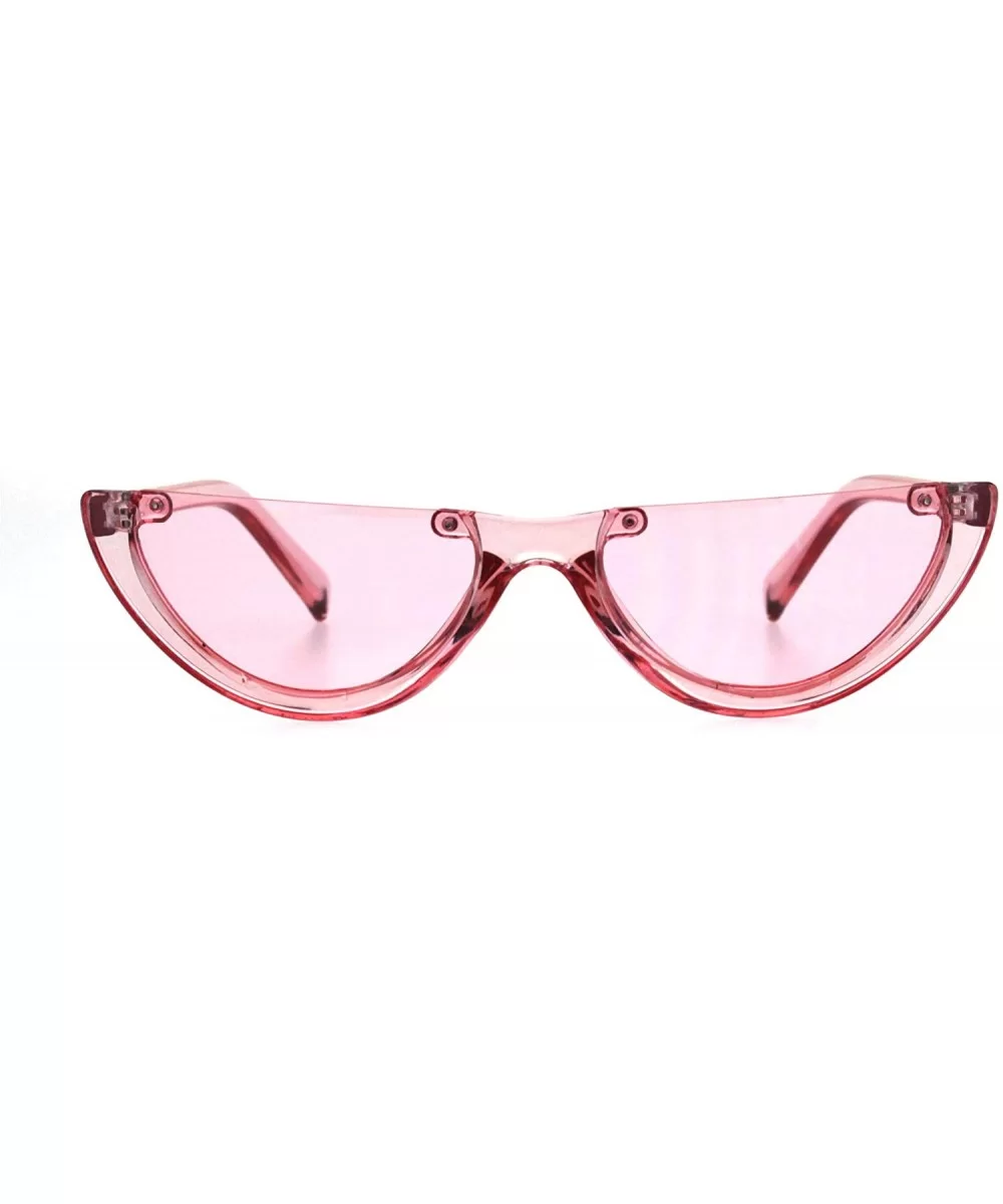 Womens Cropped Flat Top Retro Cat Eye Fashion Sunglasses - Pink - CL18HG2O5CW $5.83 Cat Eye