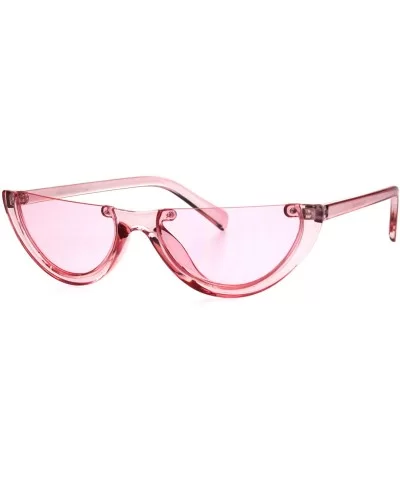 Womens Cropped Flat Top Retro Cat Eye Fashion Sunglasses - Pink - CL18HG2O5CW $5.83 Cat Eye