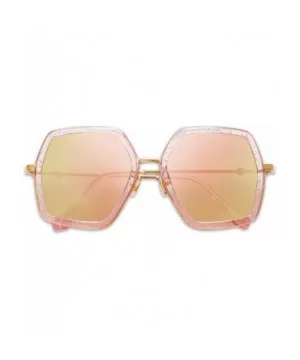 Oversized Metal Frame UV400 Sunglasses for Women SJ2119 - C3 Clear Pink Frame/Pink Mirrored Lens - CX198Y23GQM $8.00 Oversized