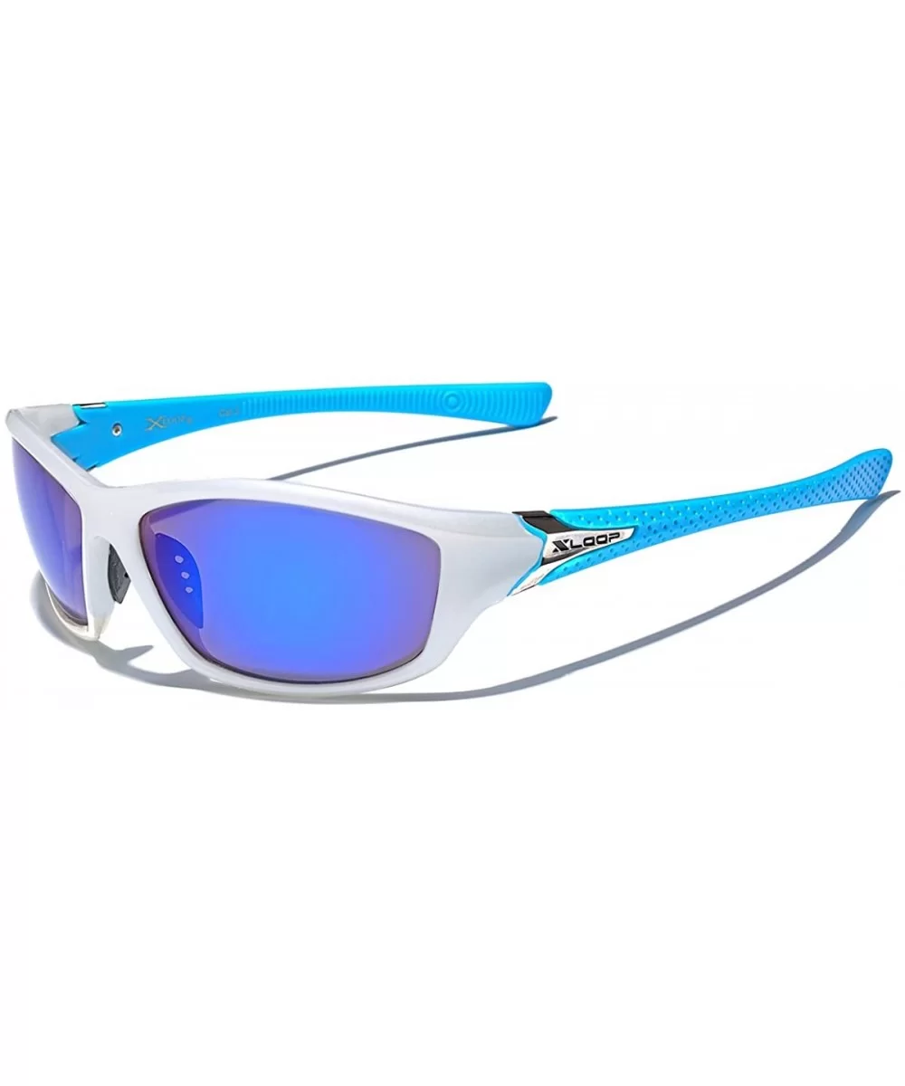 Women's Sport Wrap Around Running Cycling Sport Sunglasses - White - Blue - Ice - CH18CODNHD7 $8.13 Wrap