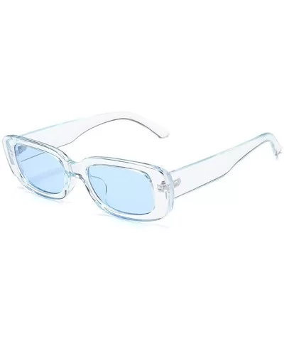 Rectangle Small Frame Sunglasses Fashion Designer Square Shades for women - Transparent Blue Frame - C41900YL7TK $9.84 Square