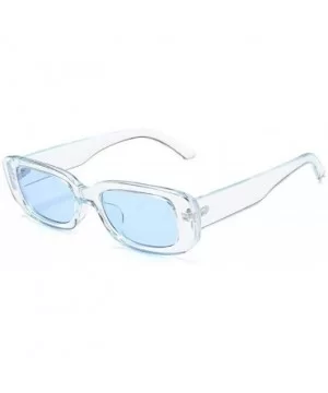 Rectangle Small Frame Sunglasses Fashion Designer Square Shades for women - Transparent Blue Frame - C41900YL7TK $9.84 Square