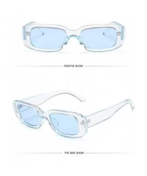 Rectangle Small Frame Sunglasses Fashion Designer Square Shades for women - Transparent Blue Frame - C41900YL7TK $9.84 Square