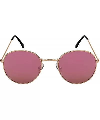 Bulk Wholesale Sunglass Round John Lennon Circle Sunglasses Schoolboy - 5146 12 Pink Mirrored Lens - CL180OSI3KO $25.98 Aviator