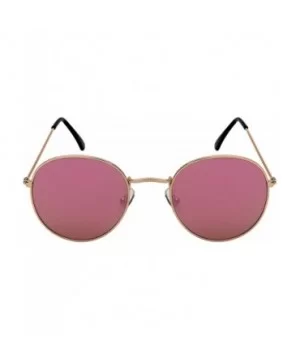 Bulk Wholesale Sunglass Round John Lennon Circle Sunglasses Schoolboy - 5146 12 Pink Mirrored Lens - CL180OSI3KO $25.98 Aviator