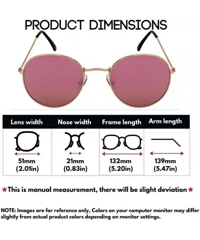 Bulk Wholesale Sunglass Round John Lennon Circle Sunglasses Schoolboy - 5146 12 Pink Mirrored Lens - CL180OSI3KO $25.98 Aviator