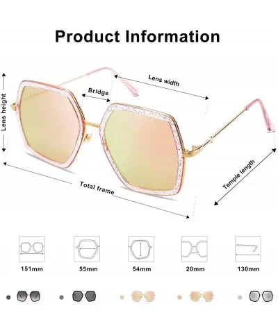 Oversized Metal Frame UV400 Sunglasses for Women SJ2119 - C3 Clear Pink Frame/Pink Mirrored Lens - CX198Y23GQM $8.00 Oversized