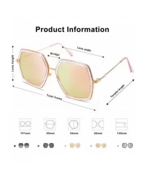 Oversized Metal Frame UV400 Sunglasses for Women SJ2119 - C3 Clear Pink Frame/Pink Mirrored Lens - CX198Y23GQM $8.00 Oversized