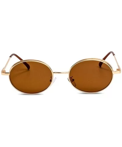 Men and women with the same fashion sunglasses- metal fashion small round mirror- sunglasses - C - C718S7OHTL9 $38.56 Aviator