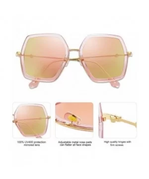 Oversized Metal Frame UV400 Sunglasses for Women SJ2119 - C3 Clear Pink Frame/Pink Mirrored Lens - CX198Y23GQM $8.00 Oversized