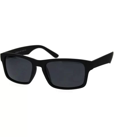 Classic Narrow Rectangular Rubberized Matte All Black Mens Plastic Sunglasses - CV18TMNGKDM $6.34 Rectangular