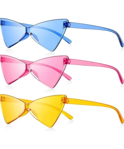 3 Pieces Rimless Cat Eye Glasses Retro Triangle Colored Narrow CatEye Sunglasses - CT18Y4E5Q5M $6.04 Sport