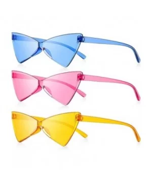 3 Pieces Rimless Cat Eye Glasses Retro Triangle Colored Narrow CatEye Sunglasses - CT18Y4E5Q5M $6.04 Sport