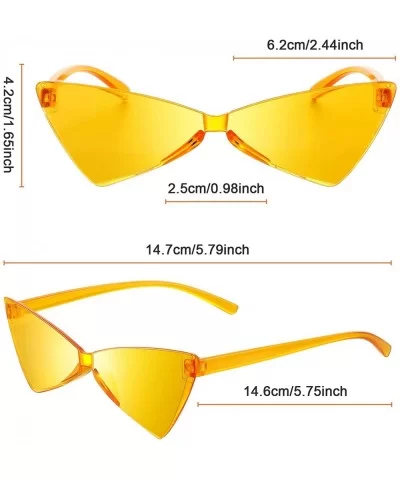 3 Pieces Rimless Cat Eye Glasses Retro Triangle Colored Narrow CatEye Sunglasses - CT18Y4E5Q5M $6.04 Sport