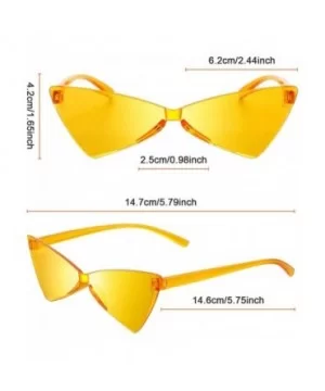 3 Pieces Rimless Cat Eye Glasses Retro Triangle Colored Narrow CatEye Sunglasses - CT18Y4E5Q5M $6.04 Sport