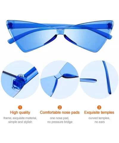 3 Pieces Rimless Cat Eye Glasses Retro Triangle Colored Narrow CatEye Sunglasses - CT18Y4E5Q5M $6.04 Sport