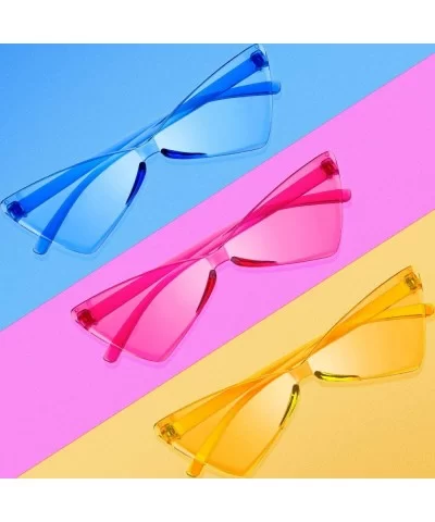 3 Pieces Rimless Cat Eye Glasses Retro Triangle Colored Narrow CatEye Sunglasses - CT18Y4E5Q5M $6.04 Sport