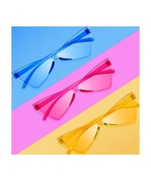 3 Pieces Rimless Cat Eye Glasses Retro Triangle Colored Narrow CatEye Sunglasses - CT18Y4E5Q5M $6.04 Sport