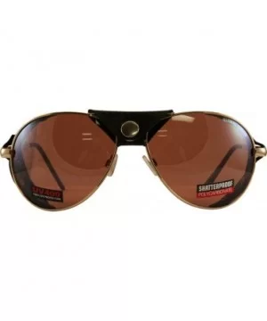 Aviator 3 Motorcycle Sunglasses Gold Frames Driving Mirror Lenses - CB118NSS88T $14.33 Aviator