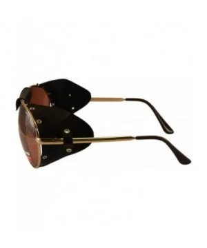 Aviator 3 Motorcycle Sunglasses Gold Frames Driving Mirror Lenses - CB118NSS88T $14.33 Aviator