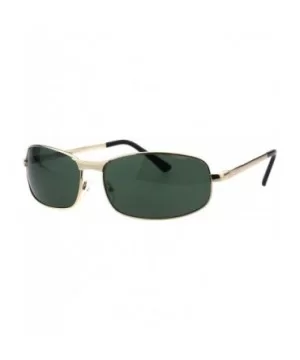 Mens Fashion Sunglasses Oval Rectangular Metal Frame Spring Hinge - Gold (Green) - CL18OCU5OTZ $5.56 Oval