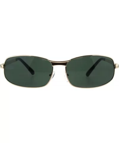 Mens Fashion Sunglasses Oval Rectangular Metal Frame Spring Hinge - Gold (Green) - CL18OCU5OTZ $5.56 Oval