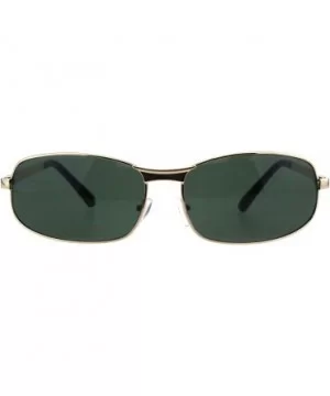 Mens Fashion Sunglasses Oval Rectangular Metal Frame Spring Hinge - Gold (Green) - CL18OCU5OTZ $5.56 Oval